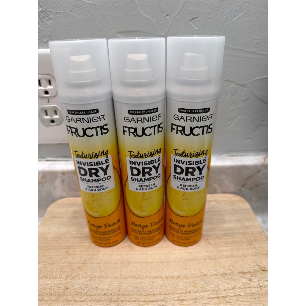 3pk Garnier Fructis Texturizing Invisible Dry Shampoo Mango Punch 3.67oz Cans